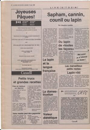 Le Soleil de Colombie, March 17, 1989, page 22