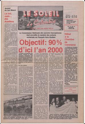 Le Soleil de Colombie, March 3, 1989, page 1