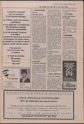 Le Soleil de Colombie, January 20, 1989, page 3
