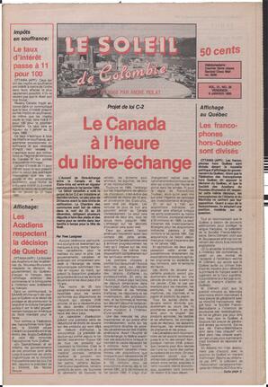 Le Soleil de Colombie, January 6, 1989, page 1