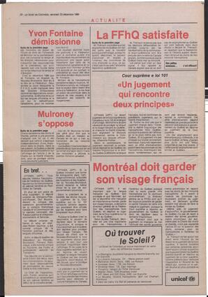 Le Soleil de Colombie, December 23, 1988, page 20