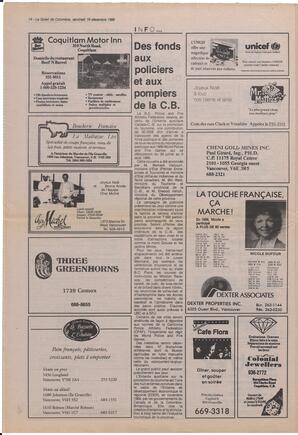Le Soleil de Colombie, December 16, 1988, page 14