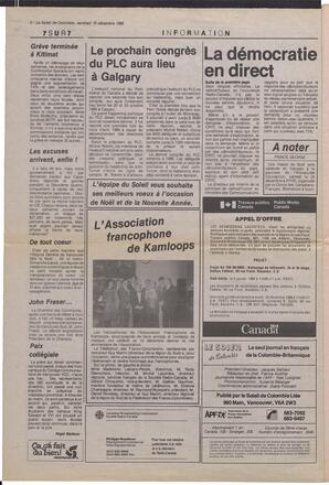 Le Soleil de Colombie, December 16, 1988, page 2