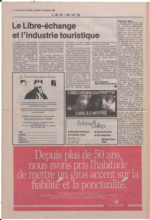 Le Soleil de Colombie, November 18, 1988, page 22
