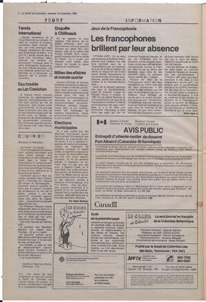 Le Soleil de Colombie, November 18, 1988, page 18
