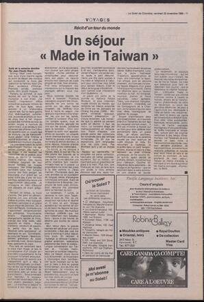 Le Soleil de Colombie, November 18, 1988, page 11