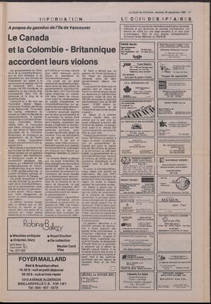 Le Soleil de Colombie, September 30, 1988, page 13