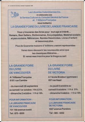 Le Soleil de Colombie, September 23, 1988, page 16