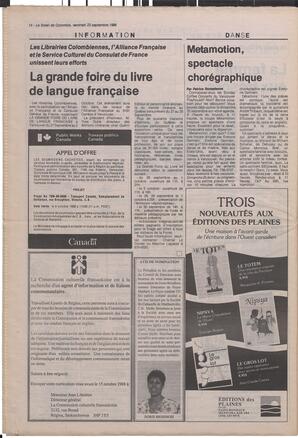 Le Soleil de Colombie, September 23, 1988, page 14