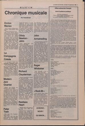 Le Soleil de Colombie, September 16, 1988, page 5
