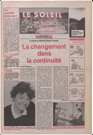 Le Soleil de Colombie, September 9, 1988, page 1