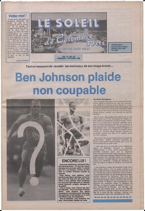 Le Soleil de Colombie, September 7, 1988, page 1
