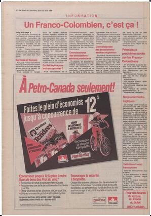 Le Soleil de Colombie, August 26, 1988, page 16