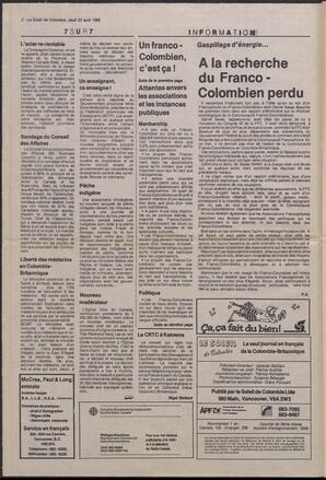 Le Soleil de Colombie, August 26, 1988, page 2