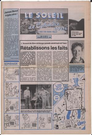 Le Soleil de Colombie, July 29, 1988, page 1