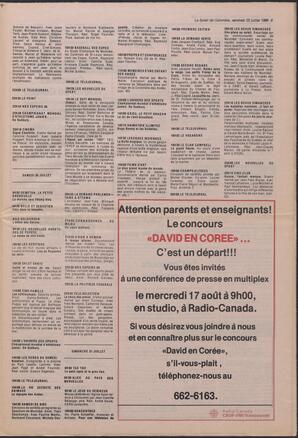 Le Soleil de Colombie, July 22, 1988, page 9