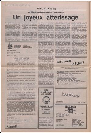 Le Soleil de Colombie, July 1, 1988, page 6