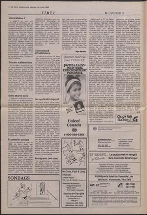 Le Soleil de Colombie, July 1, 1988, page 2