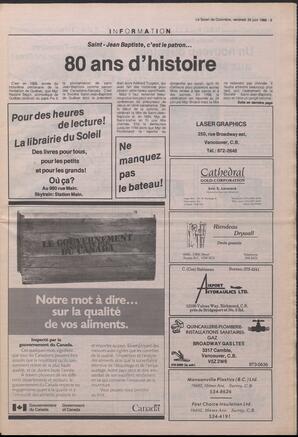 Le Soleil de Colombie, June 24, 1988, page 9