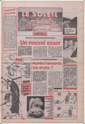 Le Soleil de Colombie, June 24, 1988, page 1