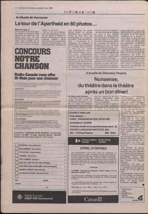 Le Soleil de Colombie, June 3, 1988, page 14