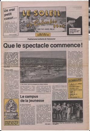 Le Soleil de Colombie, May 20, 1988, page 1