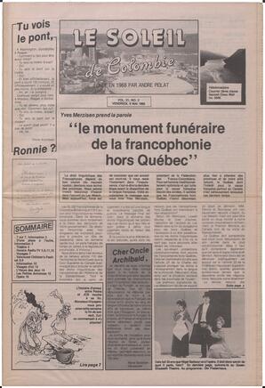Le Soleil de Colombie, May 6, 1988, page 1