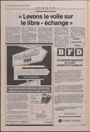 Le Soleil de Colombie, April 29, 1988, page 6