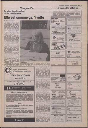 Le Soleil de Colombie, April 15, 1988, page 13