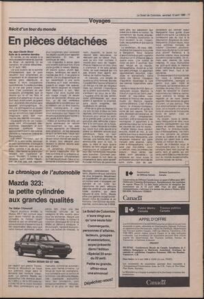 Le Soleil de Colombie, April 15, 1988, page 11