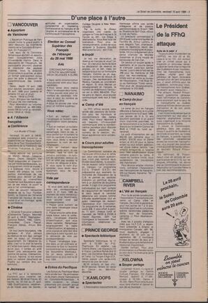 Le Soleil de Colombie, April 15, 1988, page 3