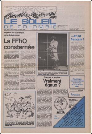 Le Soleil de Colombie, April 15, 1988, page 1