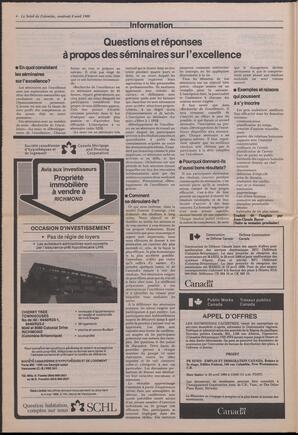 Le Soleil de Colombie, April 8, 1988, page 4