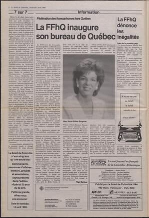Le Soleil de Colombie, April 8, 1988, page 2
