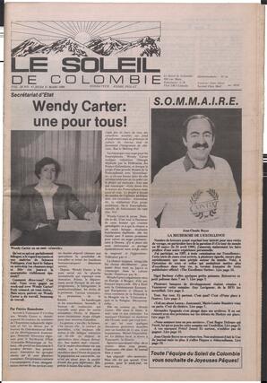 Le Soleil de Colombie, March 31, 1988, page 1
