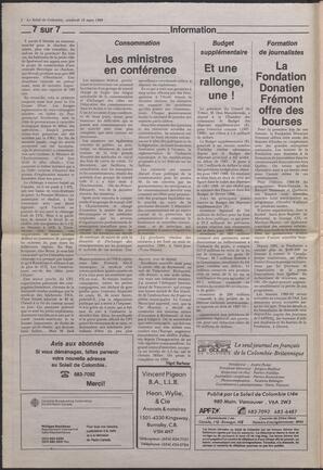 Le Soleil de Colombie, March 18, 1988, page 2