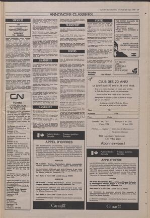Le Soleil de Colombie, March 11, 1988, page 19
