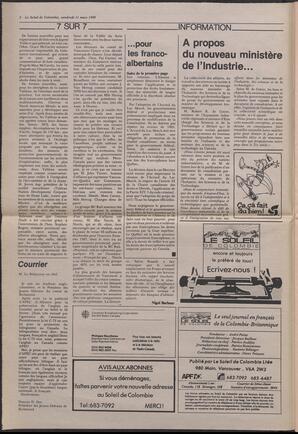 Le Soleil de Colombie, March 11, 1988, page 2