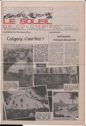 Le Soleil de Colombie, March 4, 1988, page 1