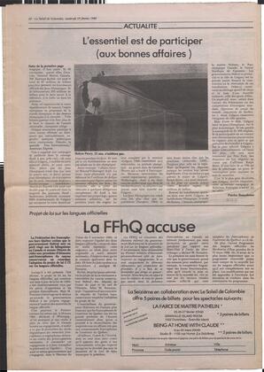 Le Soleil de Colombie, February 19, 1988, page 20