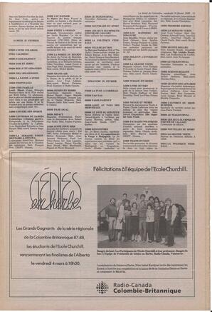 Le Soleil de Colombie, February 19, 1988, page 11