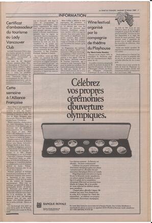 Le Soleil de Colombie, February 19, 1988, page 7