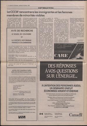Le Soleil de Colombie, February 19, 1988, page 4