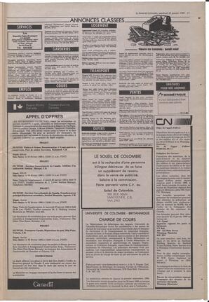 Le Soleil de Colombie, January 22, 1988, page 15