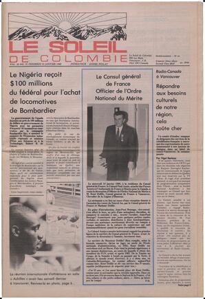 Le Soleil de Colombie, January 22, 1988, page 1