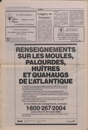 Le Soleil de Colombie, December 18, 1987, page 18