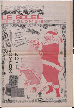 Le Soleil de Colombie, December 18, 1987, page 1