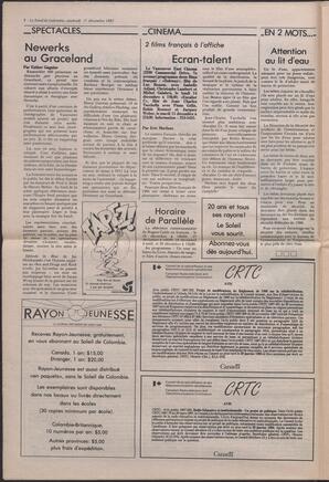Le Soleil de Colombie, December 11, 1987, page 8