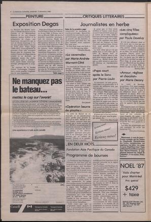 Le Soleil de Colombie, December 4, 1987, page 4