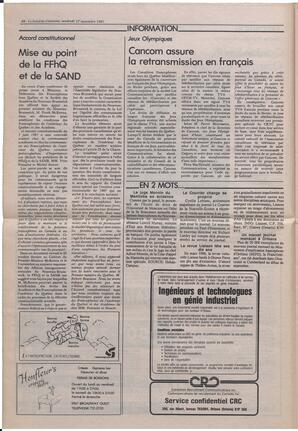 Le Soleil de Colombie, November 27, 1987, page 6